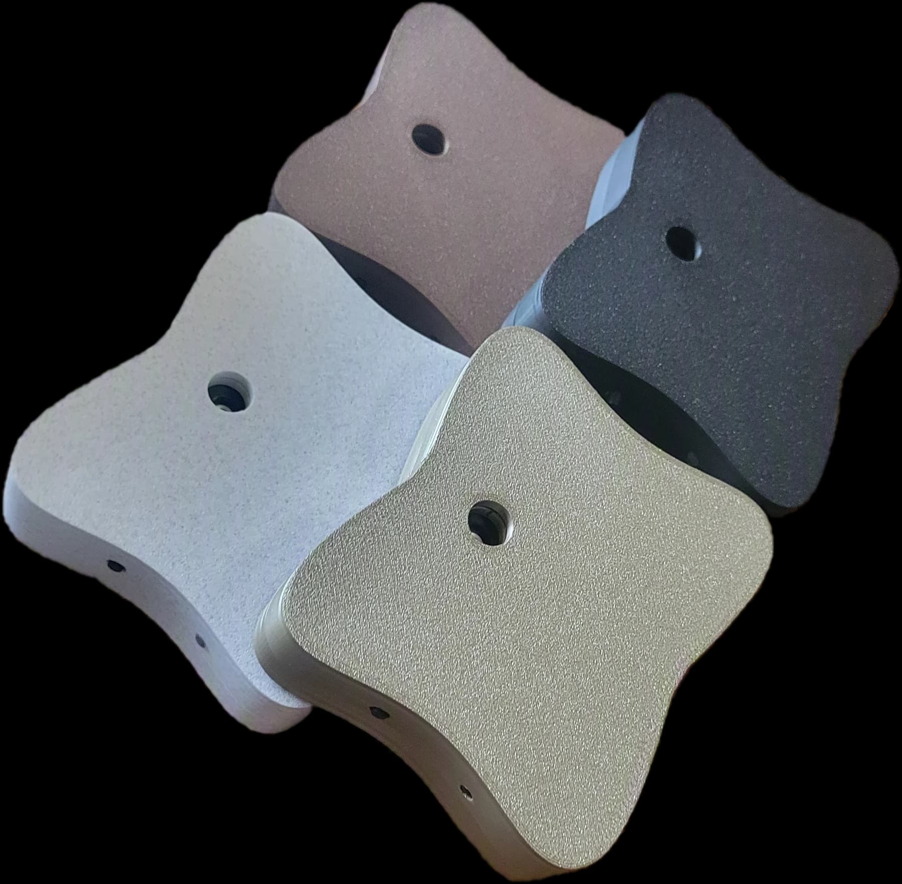 The four Monarch shell finishes fanned out together